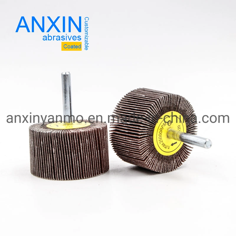 50*50*6mm Aluminum Oxide 240 Grit Flap Wheel with Shaft for Grinding Metal Hole